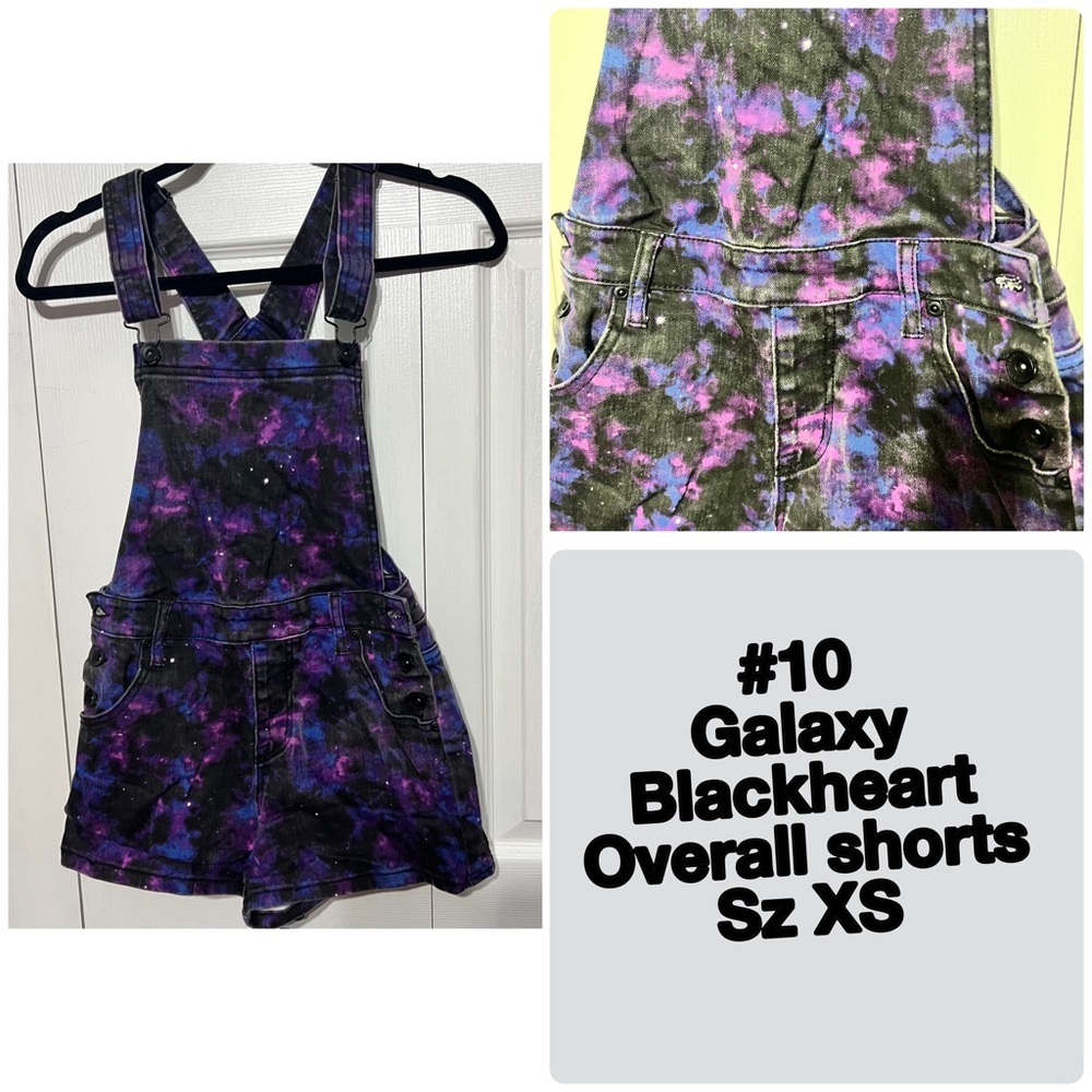 Blackheart Cosmic Print Overall Shorts
